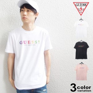 ゲス GUESS Tシャツ  半袖 メンズ レディース 3D プリント レインボーデザイン (guess  tシャツ MK2K8502MI) 