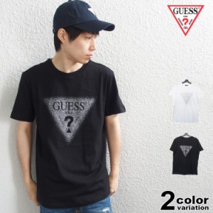 ゲス GUESS Tシャツ  半袖 メンズ レディース トライアングルロゴ グリッター プリント Tシャツ (guess  tシャツ MK2K8503MI) 