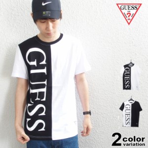 ゲス GUESS Tシャツ  半袖 メンズ レディース バイカラー デザイン プリント Tシャツ (guess  tシャツ ML2K8528MI) 