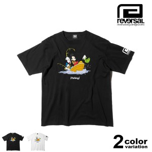 【在庫処分】リバーサル reversal Tシャツ 半袖 Mickey Mouse / Fishing TEE (reversal tシャツ ミッキー コラボ ホワイト ブラック rvMK