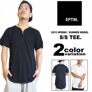 ロング丈 tシャツ メンズ EPTM エピトミ 無地 半袖 ヘンリーネック [15EP-SM509]