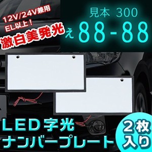 LEDナンバープレート 字光式 装飾フレーム 電光式 全面発光 12V/24V兼用 超高輝度 極薄8mm 2枚セット[M便 1/1]