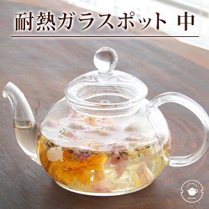 耐熱ガラスポット 中サイズ 600ml（満水：約600ml 適正：約450ml） ティーポット ガラス おしゃれ シンプル 耐熱ガラス 茶こし付き ジャ