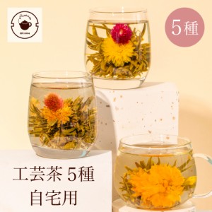 お茶 工芸茶 花茶 花咲くお茶5種 自宅用 送料無料 中国茶 ジャスミン茶