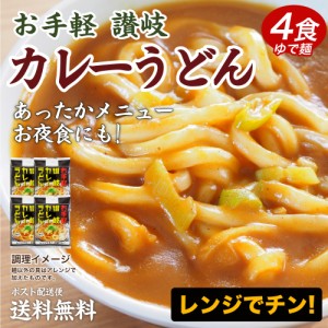 送料無料 讃岐のカレーうどん4食 カレーソース付き ゆでうどん 長期保存 食品 讃岐うどん  ポイント消化 取り寄せ 