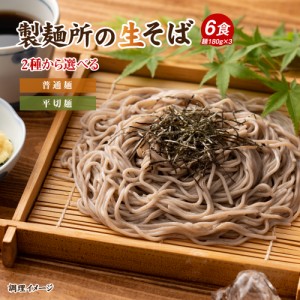 送料無料 讃岐生そば 6食（麺のみ）普通麺or平切麺（180g(2食分)×3）蕎麦  ポイント消化 お試し 食品