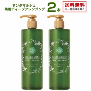 【2本セット】薬用 サンタマルシェ ディープクレンジング グリーンティー 400ml×2本 オイルフリー 緑茶クレンジングジェル 化粧落とし 