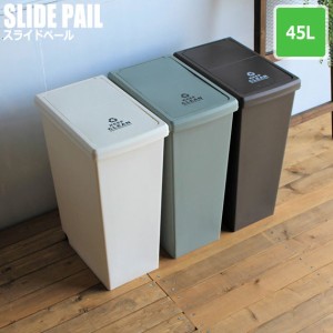Slide Pail スライドペール 45L (ゴミ箱 ダストボックス ごみ箱 くず入れ 国産 キャスター付き 頑丈 ホワイト ブラウン グリーン)