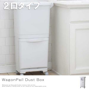 WagonPail ワゴンペール ダストボックス 2口タイプ　(45L，45リットル，ゴミ箱，ダストボックス，スリム，ホワイト，おすすめ)