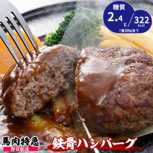 【送料無料】鉄骨ハンバーグ 200g×5食セット 計1kg　馬肉１００％使用　糖質制限ダイエットにもオススメ