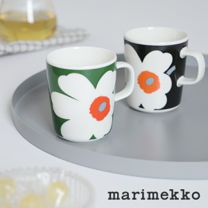 【最大3,000円オフクーポン！】【正規品】【2024春夏】marimekko / マリメッコ Unikko(ウニッコ) マグ 250ml ブラック×オレンジ(65) グ