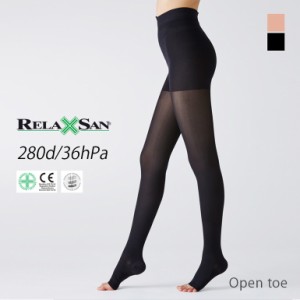 【枚数限定600円オフクーポン】リラクサン（RELAXSAN） 着圧ストッキング オープントゥ 36Hpa 280デニール ●2足セット | サポートストッ