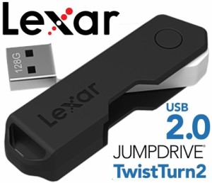 128GB USBメモリレキサー 128GB USB2.0対応 JumpDrive TwistTurn2 回転式 キャップレスUSBメモリ LJDTT2-128ABBK ブラック/ホワイト Lexa