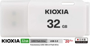 32GB USBメモリ KIOXIA USB2.0フラッシュメモリ キオクシア TransMemory U202 キャップ式 ホワイト LU202W032GG4 32GB