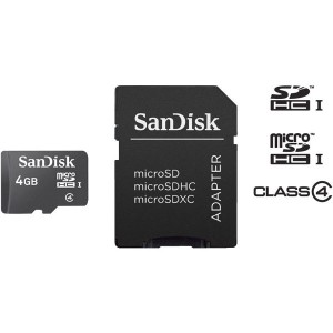 サンディスク microSDHCカード 4GB UHS-I メモリーカード Class4対応 防水 SDSDQ-004G-J35U 変換アダプタ付き 5年保証 