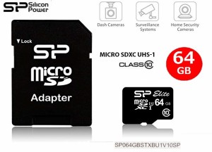 64GB microSDXCカード 64GB シリコンパワー MicroSDメモリー Elite UHS-I U185MB/s silicon power SP064GBSTXBU1V10SP SDアダプタ付