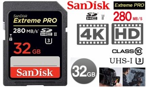 サンディスク SDHCメモリーカード 32GB エクストリームプロ UHS-II ExtremePRO 280MB/s 4KフルHD対応 SDSDXPB-032G-J35 