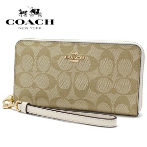 ポイント超超祭 コーチ 長財布 レディース ストラップ付き COACH Wallet ロング ジップ アラウンド ウォレット シグネチャー ライトカー