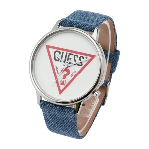 ギフトラッピング無料 ゲス 腕時計 メンズ レディース GUESS ハリウッド Hollywood  ブルー 時計 デニム レザー V1001M1