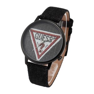 ギフトラッピング無料 ゲス 腕時計 メンズ レディース GUESS オリジナルズ ブラック 時計 デニム レザー V1014M2 送料無料♪
