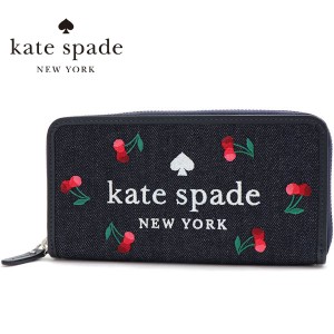 三太郎の日セール ギフトラッピング無料 ケイトスペード 長財布 レディース Kate Spade Wallet ラウンドファスナー デニム K6151 403