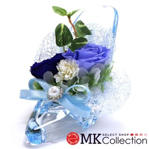 ギフトフラワー プリザーブドフラワー アクリルハイヒール レディース メンズ Preserved Flower プチギフト ブルー×ブルー PZ22BB 