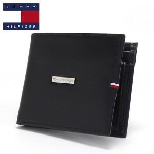 スプリングセール トミーヒルフィガー 二つ折り財布 小銭入れ付き メンズ 純正BOX付き TOMMY HILFIGER Wallet ブラック 31tl25x012 001