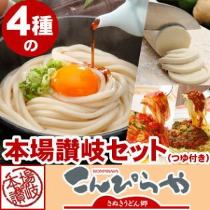 【6月下旬発送予定】【送料無料】4種の本場讃岐セット つゆ付き 半生讃岐うどん さぬき生パスタ 合計11人前 特選つゆ＆釜玉しょうゆ付き