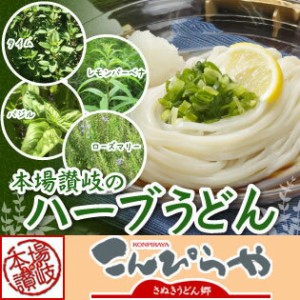 【6月中旬発送予定】本場讃岐うどん ハーブうどん 200g 送料無料 ポスト投函便での配送 4種のハーブ(タイム・レモンバーベナ・バジル・ロ