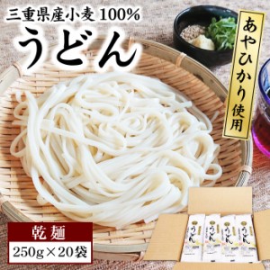 送料無料 うどん 乾麺 250g×20袋 セット 三重県産小麦100% あやひかり 使用 うどん 長期保存 食品 大容量 大量