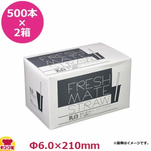 大黒工業 FMストレートストロー 6mm×21cm 個包装なし 500本入×2箱（代引不可）