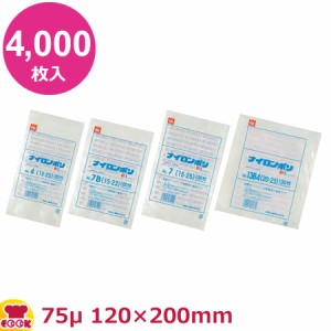 ナイロンポリ 新Lタイプ No.2（12-20） 120×200mm×厚75μ 4,000枚入（送料無料、代引不可）