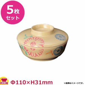 スリーライン メラミンエックス 熱風再加熱対応 丸小鉢 蓋 G-467FREC 花候 5個セット（代引OK）