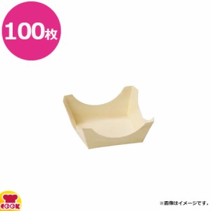 ヤマコー 経木容器 ポプラ 角皿 小 100枚入 23580（送料無料、代引不可）