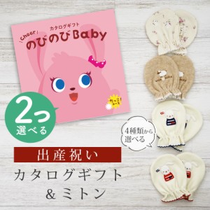 出産祝い カタログギフト のびのび Baby 2つ選べる だっこ！コース＆ ミトン セット＜新作商品＞【ベビーミトン 4種から選べる 日本製 御