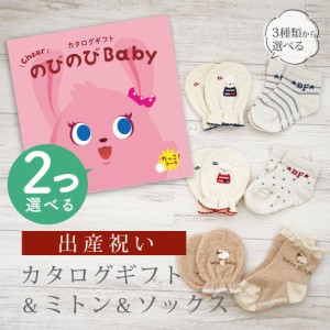 出産祝い カタログギフト のびのび Baby 2つ選べる だっこ！コース＆ ミトン＆ソックス セット＜新作商品＞【3点セット 靴下 手袋 3種か