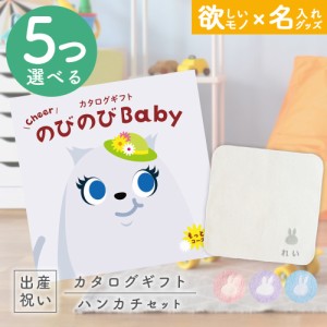 出産祝い カタログギフト のびのびBaby 5つ選べる もっと！コース ＆ 今治タオル 名入れミッフィーハンカチセット　男の子/女の子/はんか