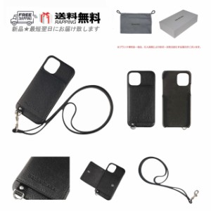 I101.. BALENCIAGA バレンシアガ iPhone 12 ケース エンボスロゴ カードケース付 ストラップ付 メンズ 男 新品 ★ 1065 ブラック