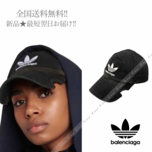 BALENCIAGA × ADIDAS バレンシアガ アディダス コラボ CAP キャップ 帽子 イタリア製 ユニセックス 新品 ★ 1077 ブラック J405a-