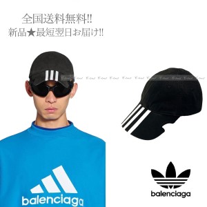 BALENCIAGA × ADIDAS バレンシアガ アディダス コラボ キャップ 帽子 イタリア製 ユニセックス 新品 ★ 1077 ブラック J451-