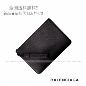 BALENCIAGA バレンシアガ ドキュメントケース クラッチ バッグ ストラップ ロゴ シボ革 イタリア製 新品 ★ 1090 ブラック J614..