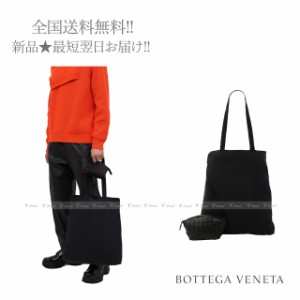 BOTTEGA VENETA ボッテガ ヴェネタ トートバッグ ＋ ポーチ セット ナッパ ナイロン 折りたたみ イタリア製 新品 ★ 8984 ブラック J805.