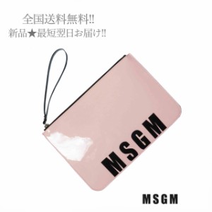 MSGM ミラノ限定★直接買付 多用途 クラッチバッグ ピンク×ブラックロゴ C866 