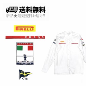 PRADA × PIRELLI コラボ プラダ ピレリ シャツ ロゴ 長袖 メンズ イタリア製 LC15D F62 F0009 新品 ★ ホワイト K502-37..