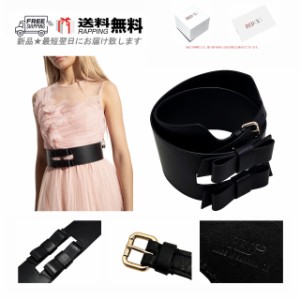 Red Valentino レッドヴァレンティノ BELT ベルト レザー ダブル リボン レディース ロゴ イタリア製 新品 ★ ブラック K808-BK-M..