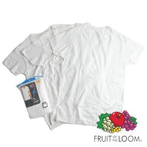 【返品不可】フルーツオブザルーム FRUIT OF THE LOOM 3パック VネックTシャツ ホワイト (3PACK V-NECK WHITE 無地）