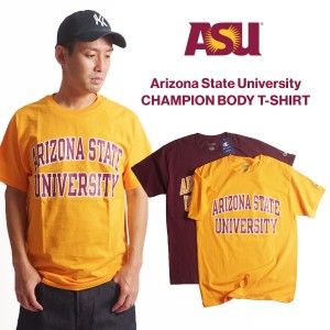 ARIZONA STATE UNIVERSITY オフィシャルロゴTシャツ チャンピオンボディ（メンズ S-XXL Champion カレッジTシャツ ASU アリゾナ州立大学