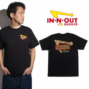 インアンドアウトバーガー 半袖 Tシャツ 2024 75周年アニバーサリー ブラック ｜ メンズ S-XXL In-N-Out Burger ご当地Tシャツ 海外買い
