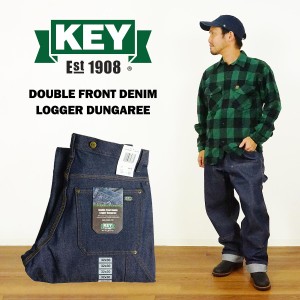 キー KEY ダブルフロント デニム ロガー ダンガリー パンツ（447-41 メンズ 30-46 ダブルニー ペインターパンツ カーペンターパンツ 生デ