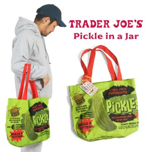 トレーダージョーズ Trader Joe’s エコバッグ ピクルスインナジャー ｜ ユニセックス ショッピングバッグ トートバッグ コットン トレジ